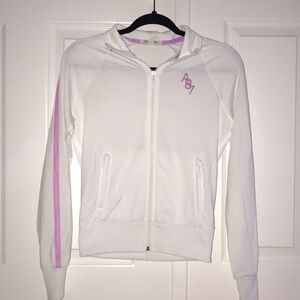 NWOT Aeropostale Vintage White Embroidered Zip Up Track Jacket